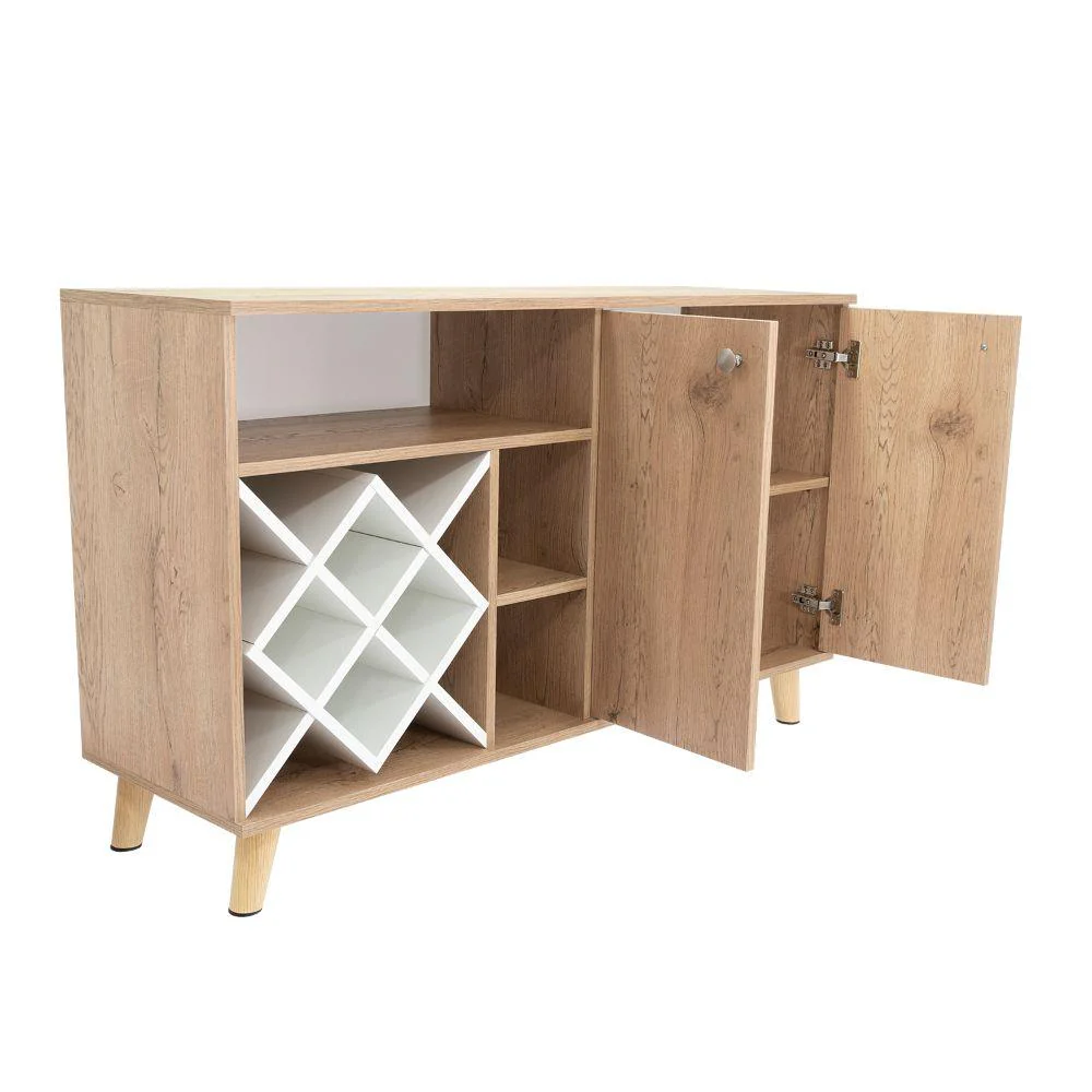 BAR NANTES, MACADAMIA Y BLANCO, CON ESPACIO PARA BOTELLAS Y PORTA COPAS - Image 6