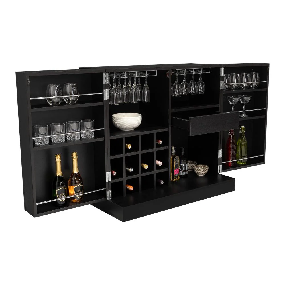 BAR SIENEGA, WENGUE, CON ESPACIO PARA BOTELLAS Y PORTA COPAS - Image 4