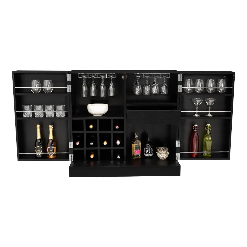 BAR SIENEGA, WENGUE, CON ESPACIO PARA BOTELLAS Y PORTA COPAS - Image 6