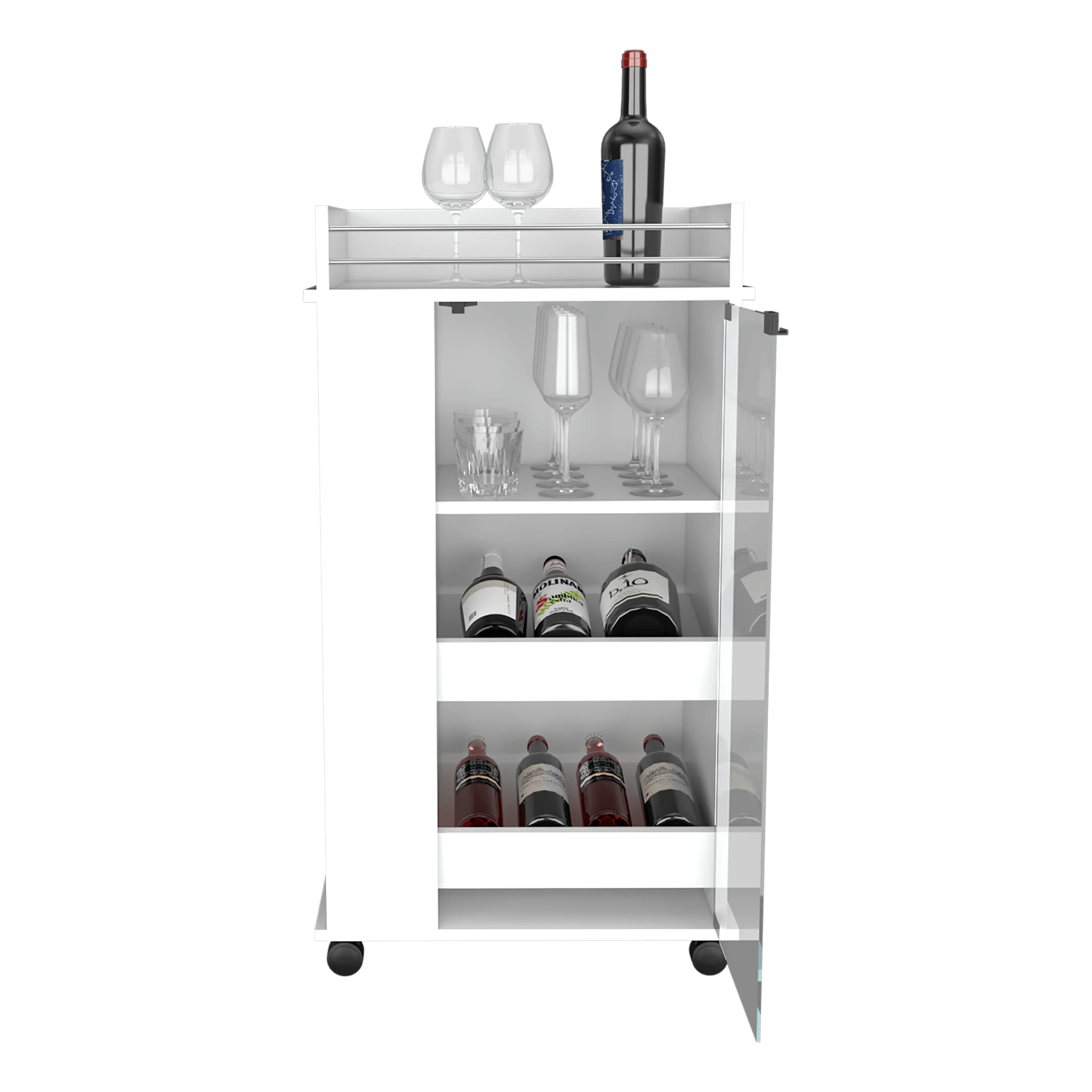 BAR SPIRIT, BLANCO DUQUEZA, CON AMPLIOS ESPACIOS PARA UBICAR COPAS Y BOTELLAS ZF
