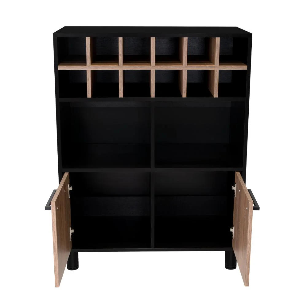 BAR WESLEY, WENGUE Y MIEL, CON AMPLIO ESPACIO PARA ALMACENAMIENTO Y PATAS METÁLICAS - Image 10