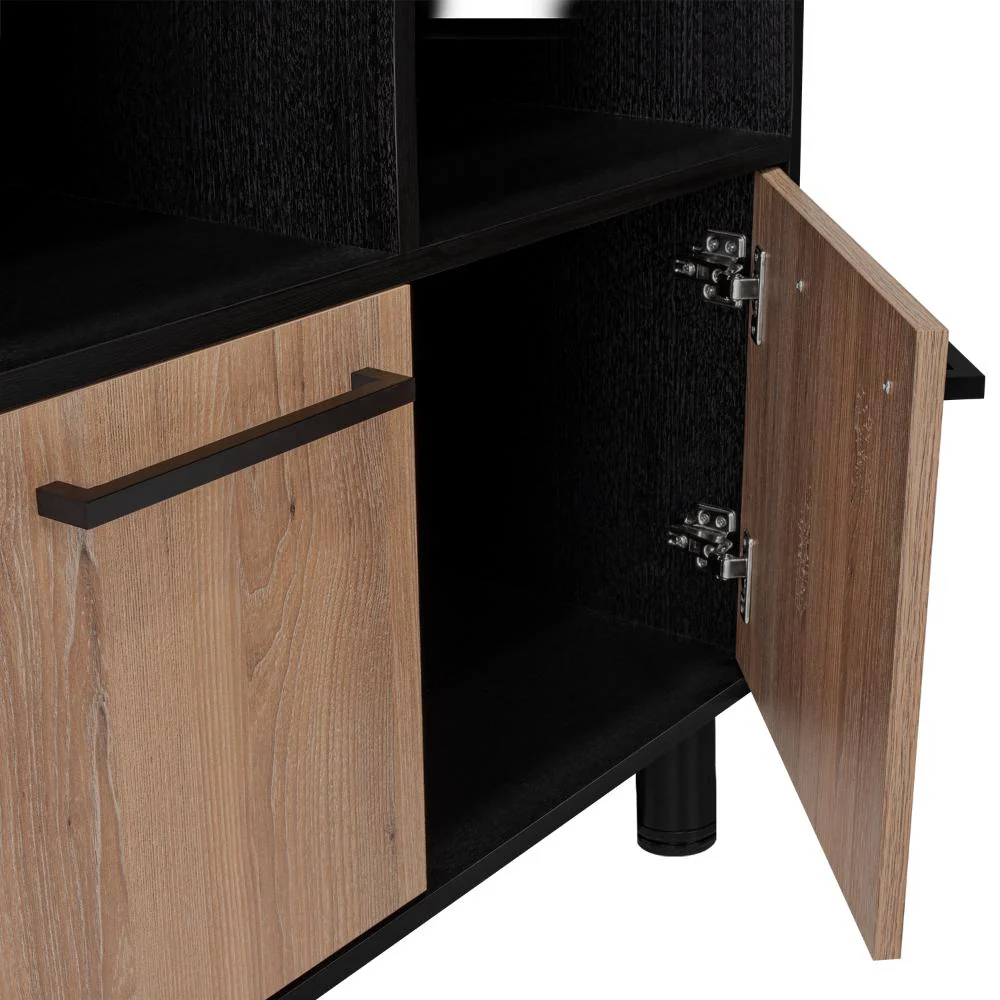 BAR WESLEY, WENGUE Y MIEL, CON AMPLIO ESPACIO PARA ALMACENAMIENTO Y PATAS METÁLICAS - Image 12
