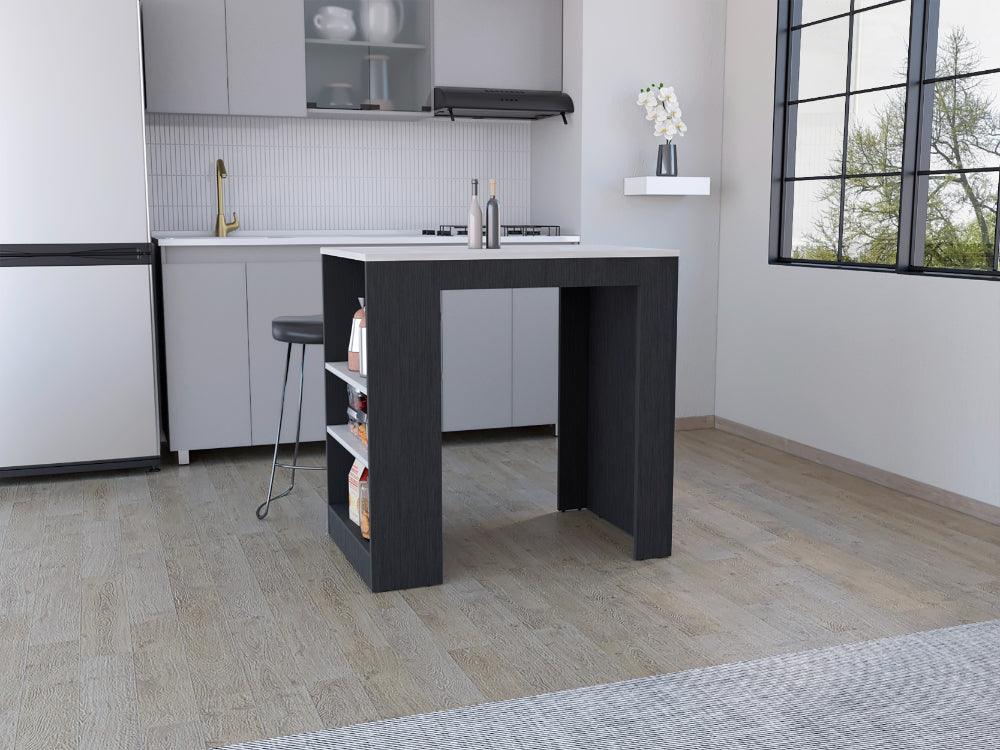 BARRA DE COCINA PORTRE, WENGUE IBIZA, CON AMPLIA SUPERFICIE EN LA MESA