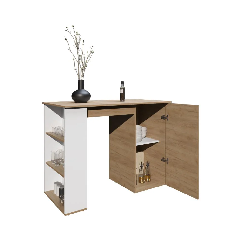 BARRA DE COCINA AILEN, FRESNO EUROPEO Y BLANCO, CON AMPLIA SUPERFICIE ZF