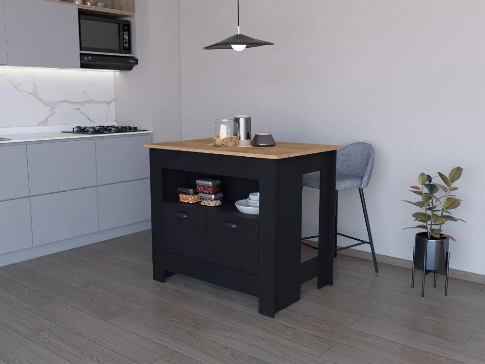 BARRA DE COCINA ARLET, WENGUE Y MACADAMIA, CON AMPLIOS ESPACIOS DE ALMACENAMIENTO ZF - Image 3