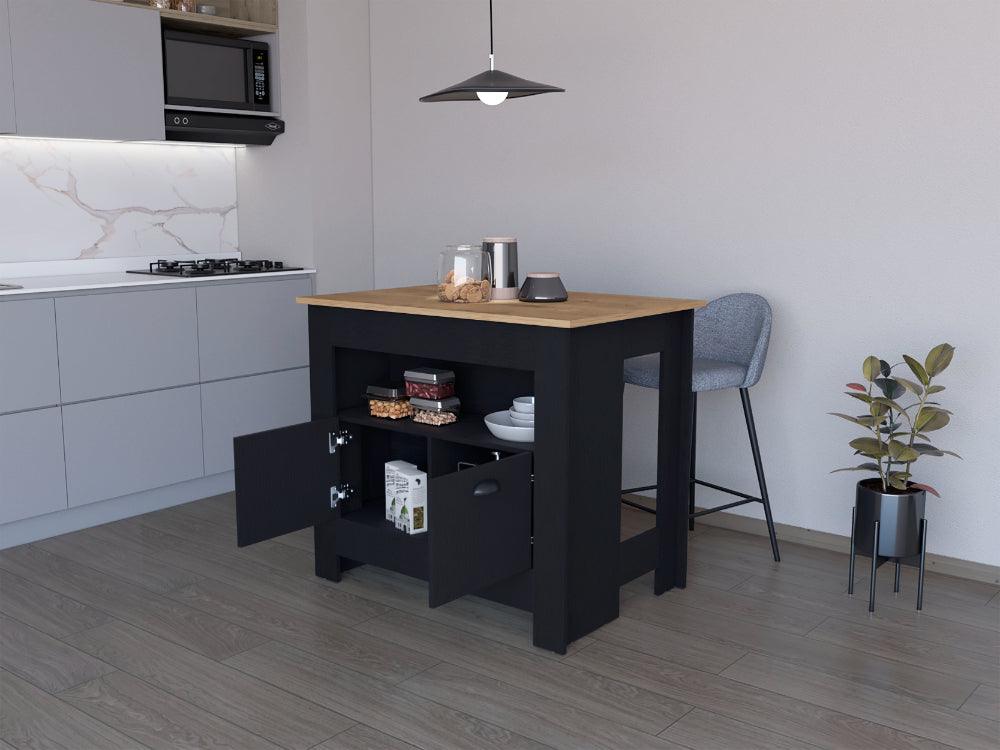 BARRA DE COCINA ARLET, WENGUE Y MACADAMIA, CON AMPLIOS ESPACIOS DE ALMACENAMIENTO ZF - Image 4