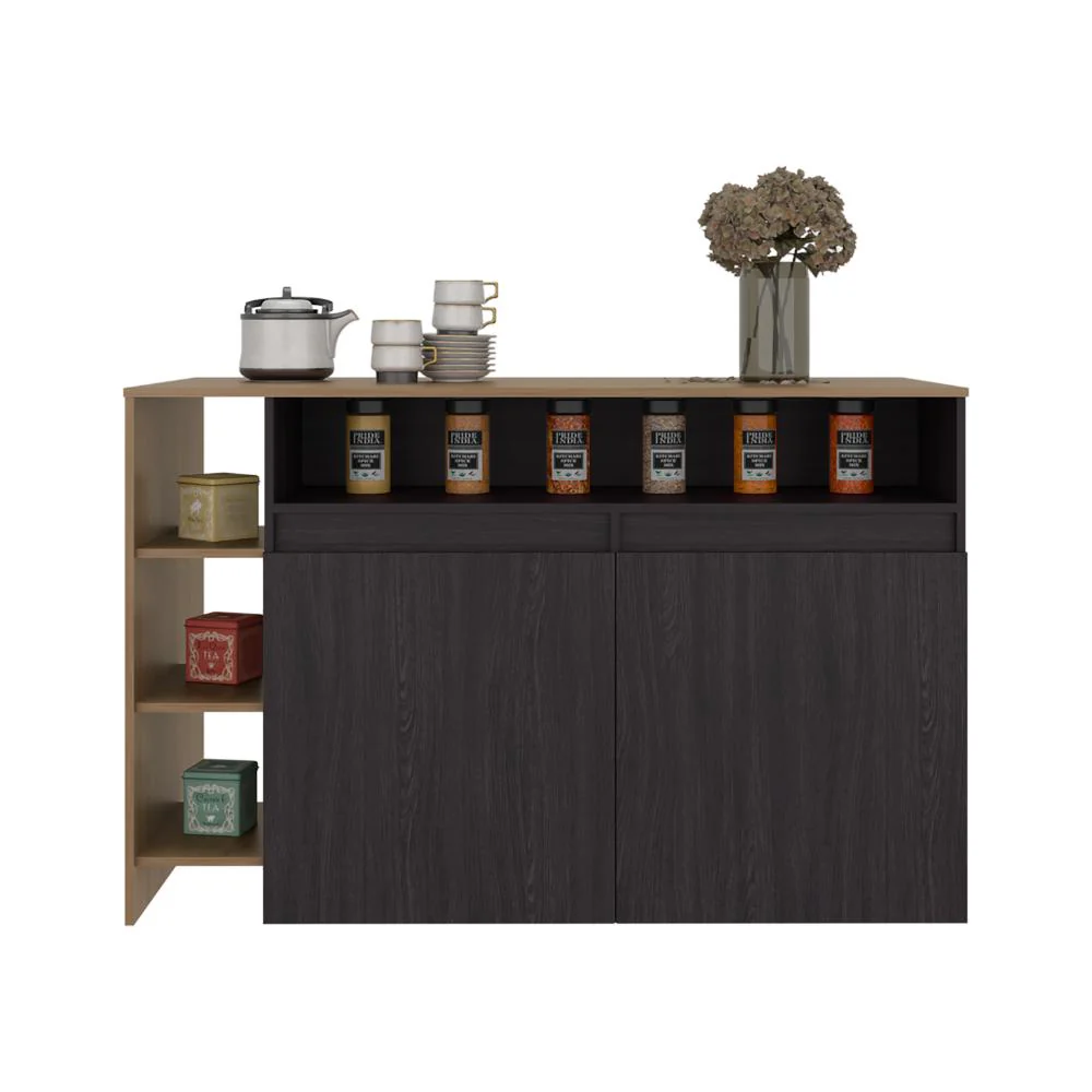 Barra de Cocina Bani, Kronos Wengue y Kronos Fresno, Moderna con entrepaños y puertas ZF - Image 3