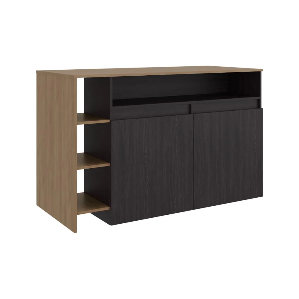 Barra de Cocina Bani, Kronos Wengue y Kronos Fresno, Moderna con entrepaños y puertas ZF - Image 6