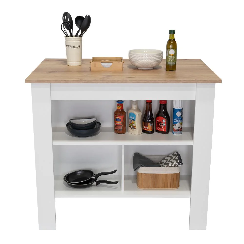 BARRA DE COCINA CALA, BLANCO DUQUEZA Y CAFÉ CLARO, CON AMPLIA SUPERFICIE EN LA MESA - Image 2