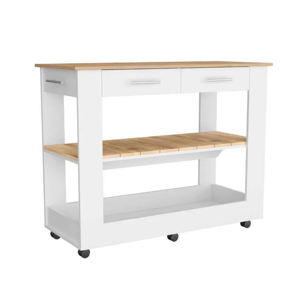 BARRA DE COCINA CALA, BLANCO Y CAFÉ CLARO, CON AMPLIA SUPERFICIE EN LA MESA - Image 6