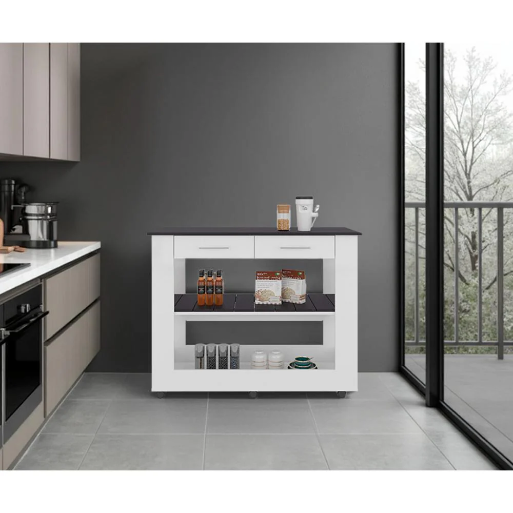 Barra de Cocina Cala, Blanco y Wengue, Con amplia superficie en la mesa ZF - Image 4