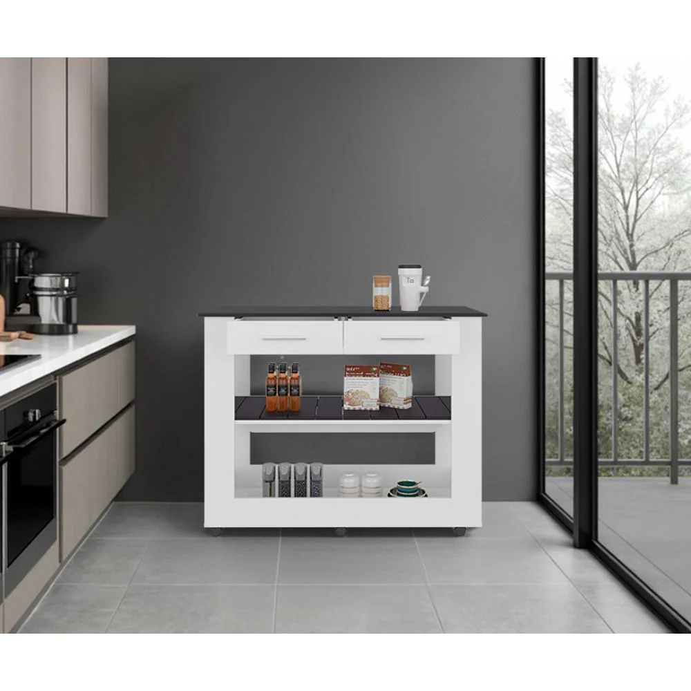 Barra de Cocina Cala, Blanco y Wengue, Con amplia superficie en la mesa ZF - Image 5