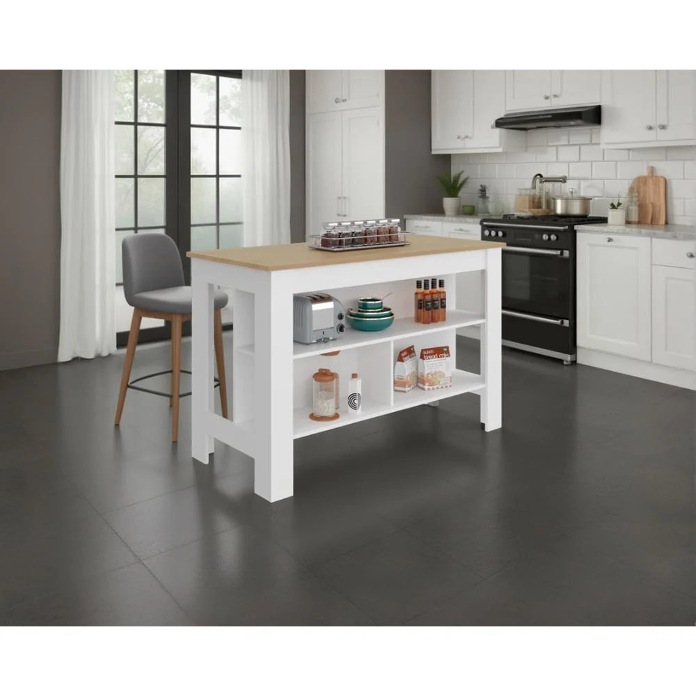 Barra de Cocina Cala, Kronos Blanco y Kronos Fresno, Con amplia superficie en la mesa ZF - Image 3