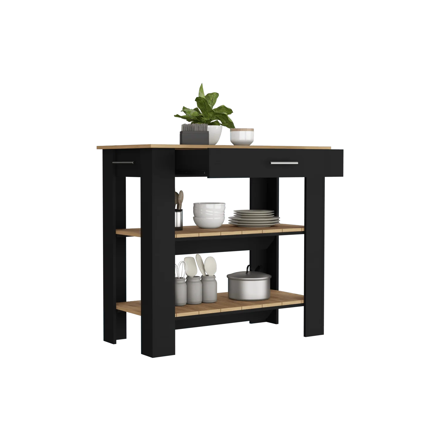 BARRA DE COCINA CALA, WENGUE Y MACADAMIA, CON TOALLERO