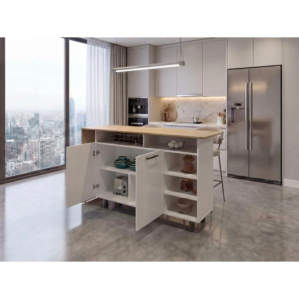 Barra de Cocina Corsia, Kronos Blanco y Kronos Fresno, con Dos Puertas Abatibles  ZF - Image 5