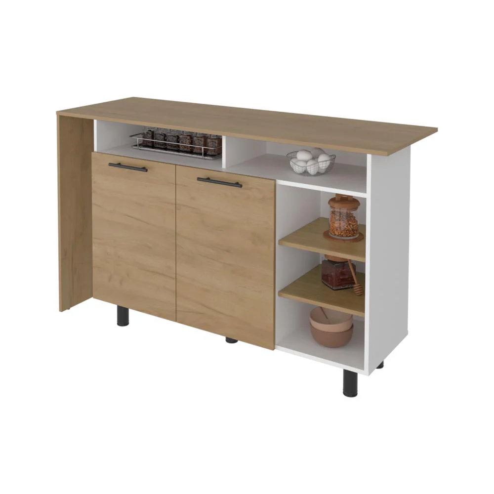 Barra de Cocina Corsia, Kronos Fresno y Kronos Blanco, con Dos Puertas Abatibles  ZF
