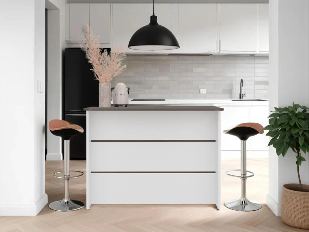 BARRA DE COCINA DIAMANTE, BLANCO Y MILAN, CON ENTREPAÑOS - Image 3