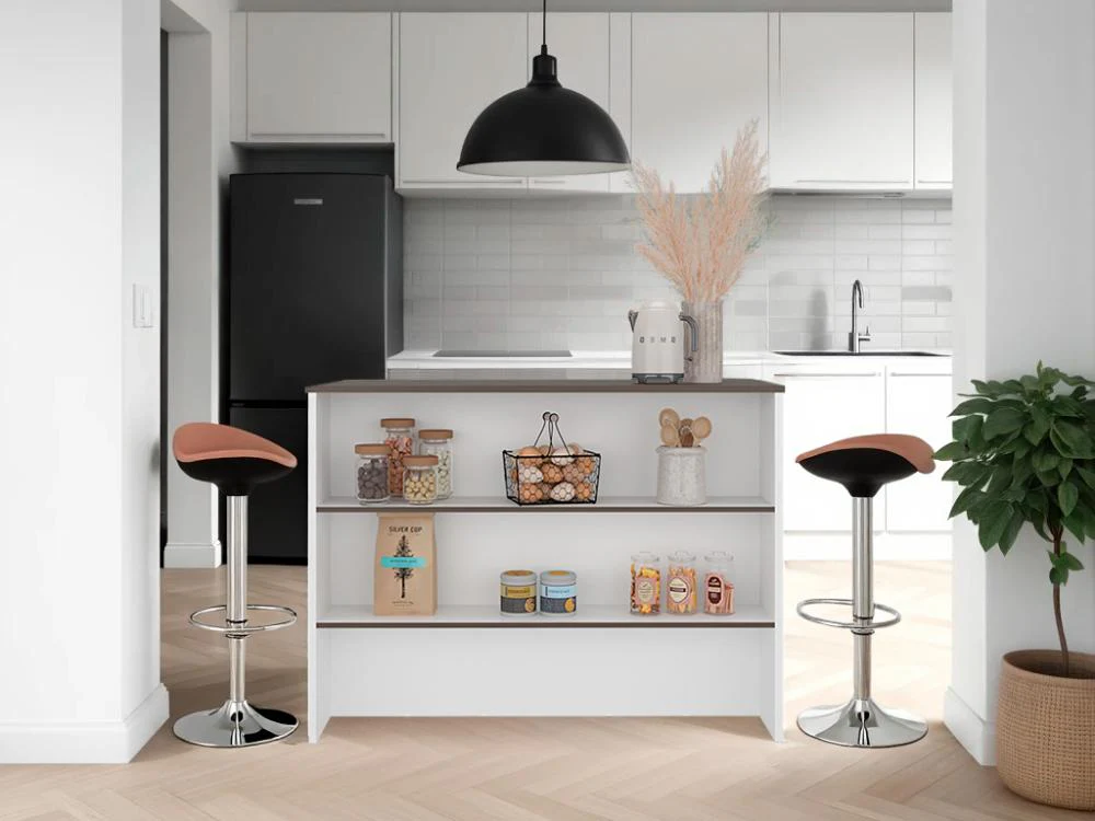 BARRA DE COCINA DIAMANTE, BLANCO Y MILAN, CON ENTREPAÑOS - Image 5