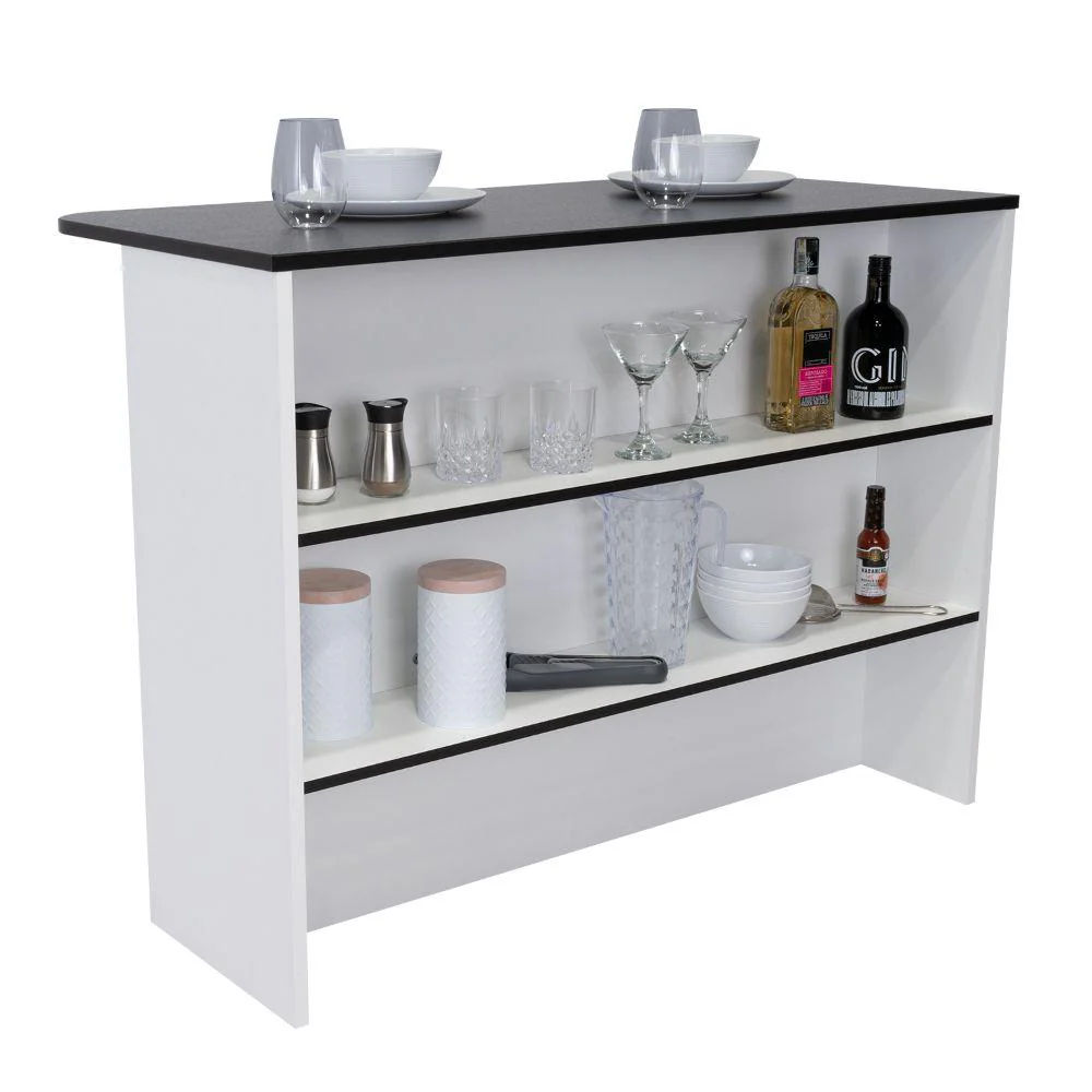 BARRA DE COCINA DIAMANTE, WENGUE Y BLANCO CON DOS ENTREPAÑOS - Image 2