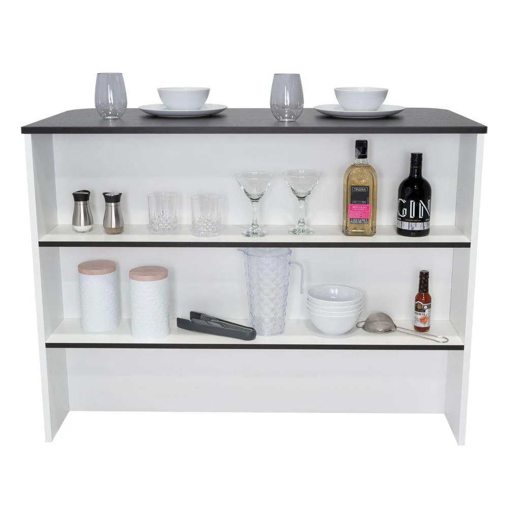 BARRA DE COCINA DIAMANTE, WENGUE Y BLANCO CON DOS ENTREPAÑOS - Image 3