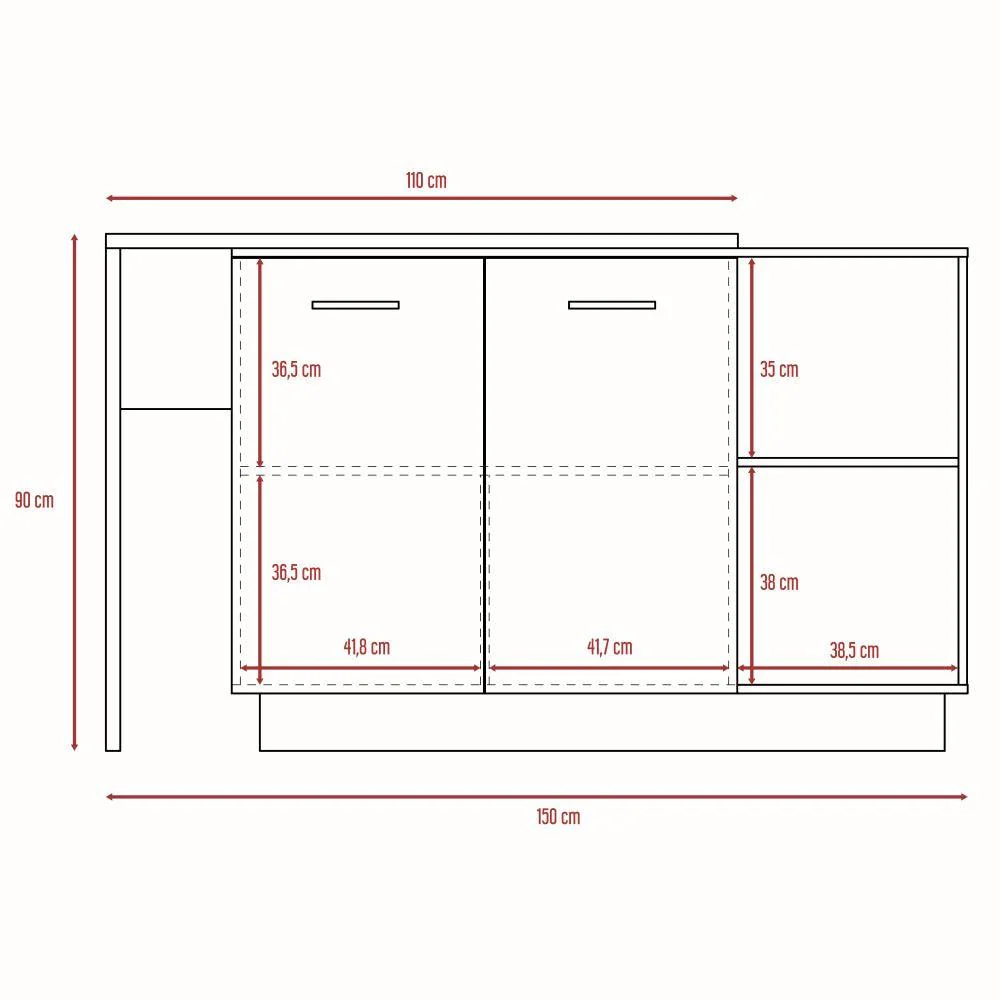 BARRA DE COCINA ERIS, CAFÉ CLARO Y BLANCO, CON DOS PUERTAS BATIENTES ZF - Image 7