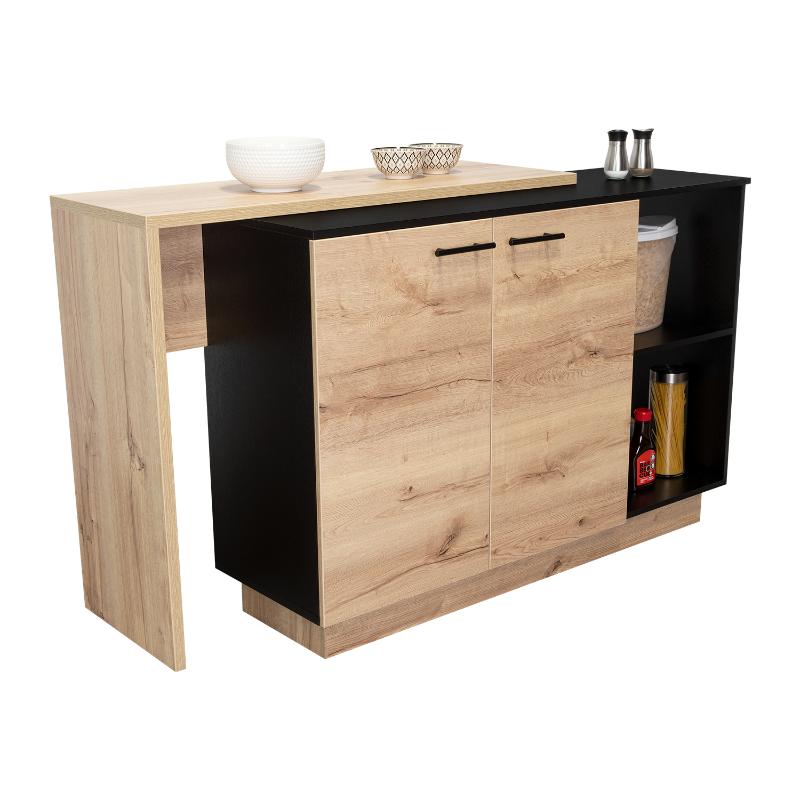 BARRA DE COCINA ERIS, CAFÉ CLARO Y WENGUE, CON DOS PUERTAS BATIENTES