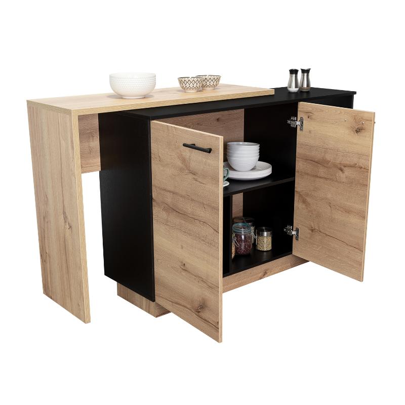 BARRA DE COCINA ERIS, CAFÉ CLARO Y WENGUE, CON DOS PUERTAS BATIENTES - Image 2