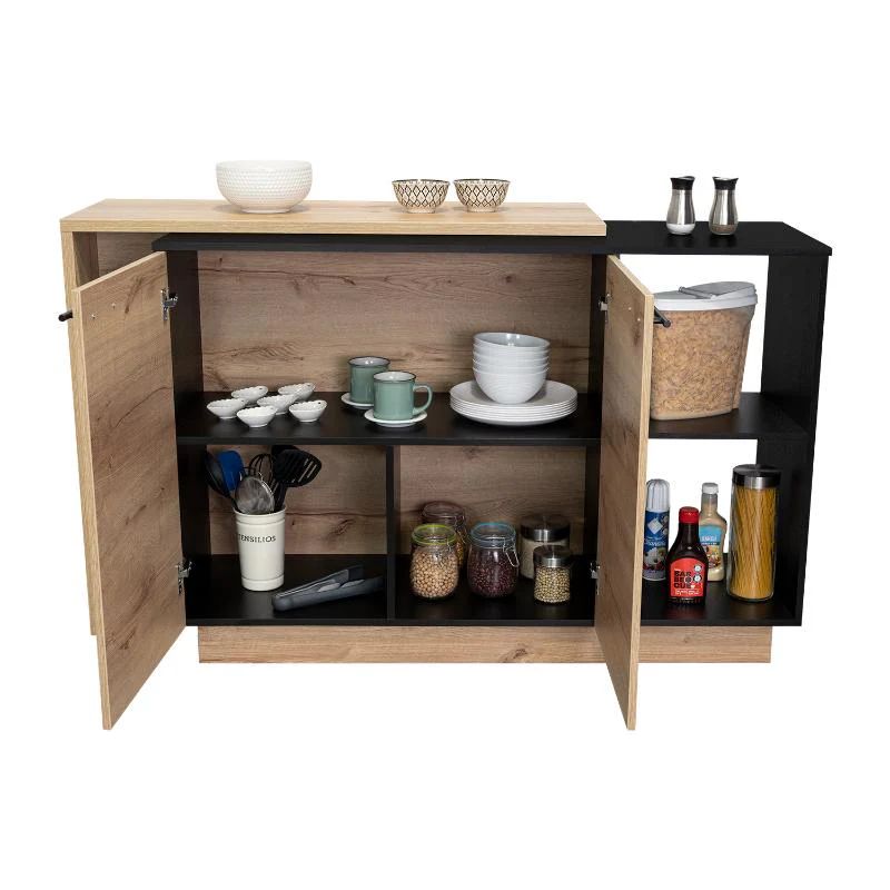 BARRA DE COCINA ERIS, CAFÉ CLARO Y WENGUE, CON DOS PUERTAS BATIENTES - Image 4