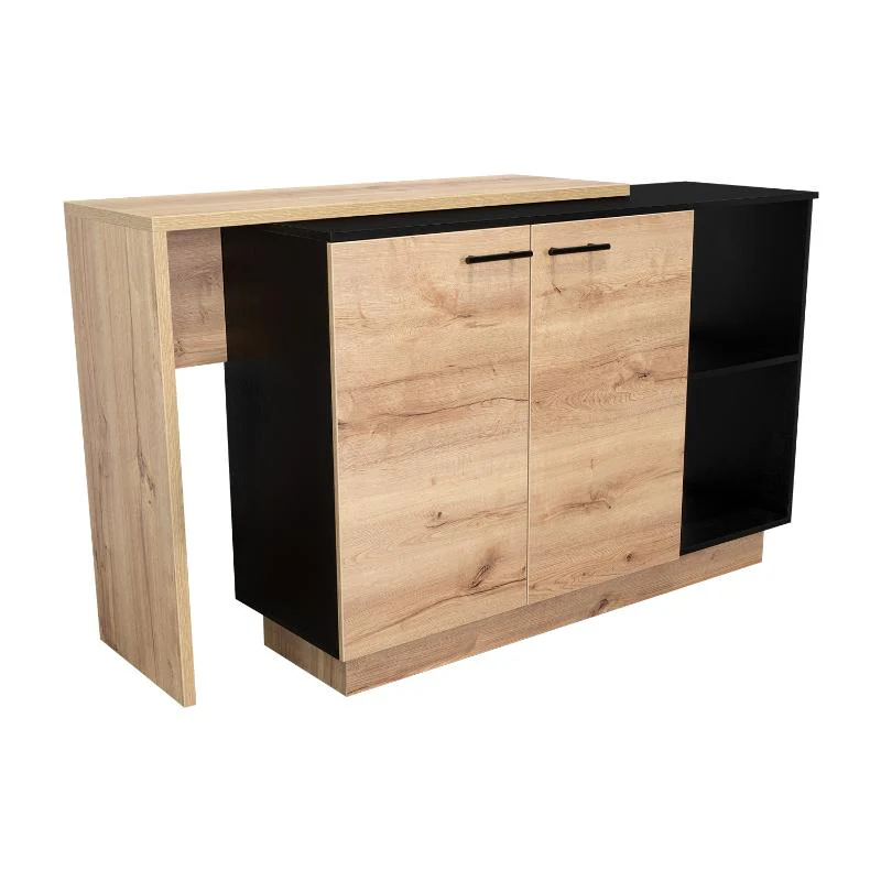 BARRA DE COCINA ERIS, CAFÉ CLARO Y WENGUE, CON DOS PUERTAS BATIENTES - Image 7