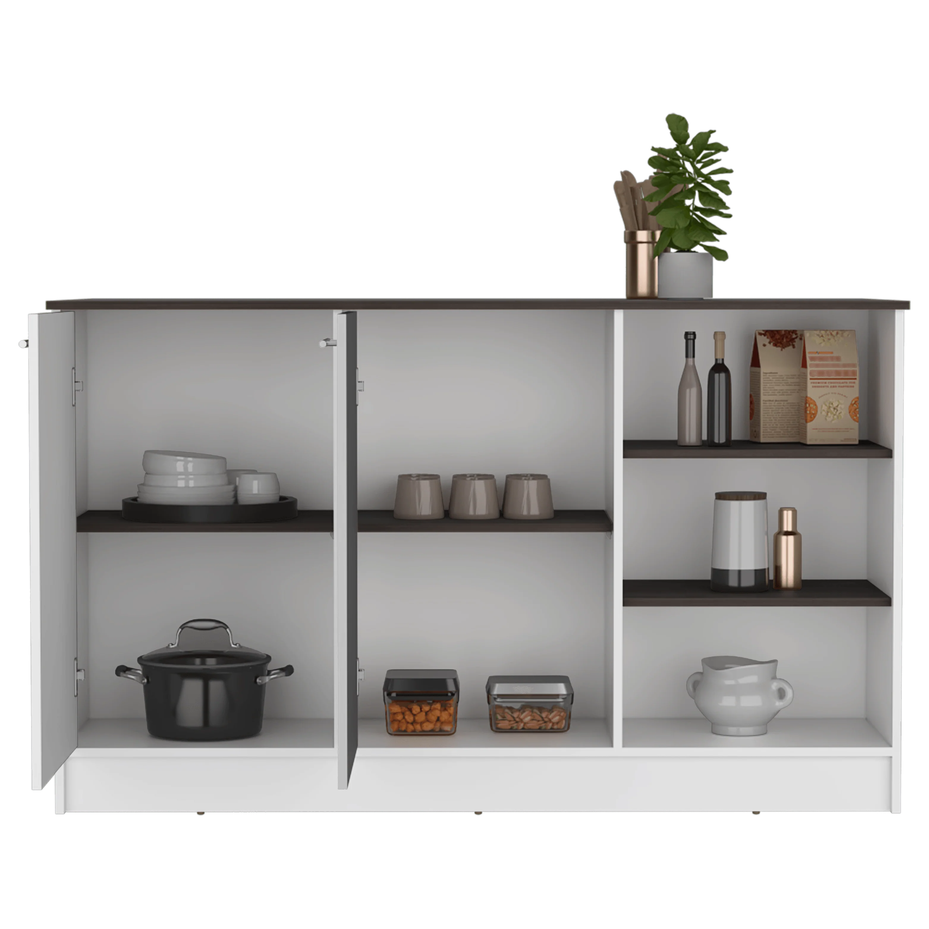 BARRA DE COCINA GINGER, BLANCO Y MILAN, CONTIENE TRES ENTREPAÑOS PARA GUARDAR OBJETOS DE COCINA - Image 2