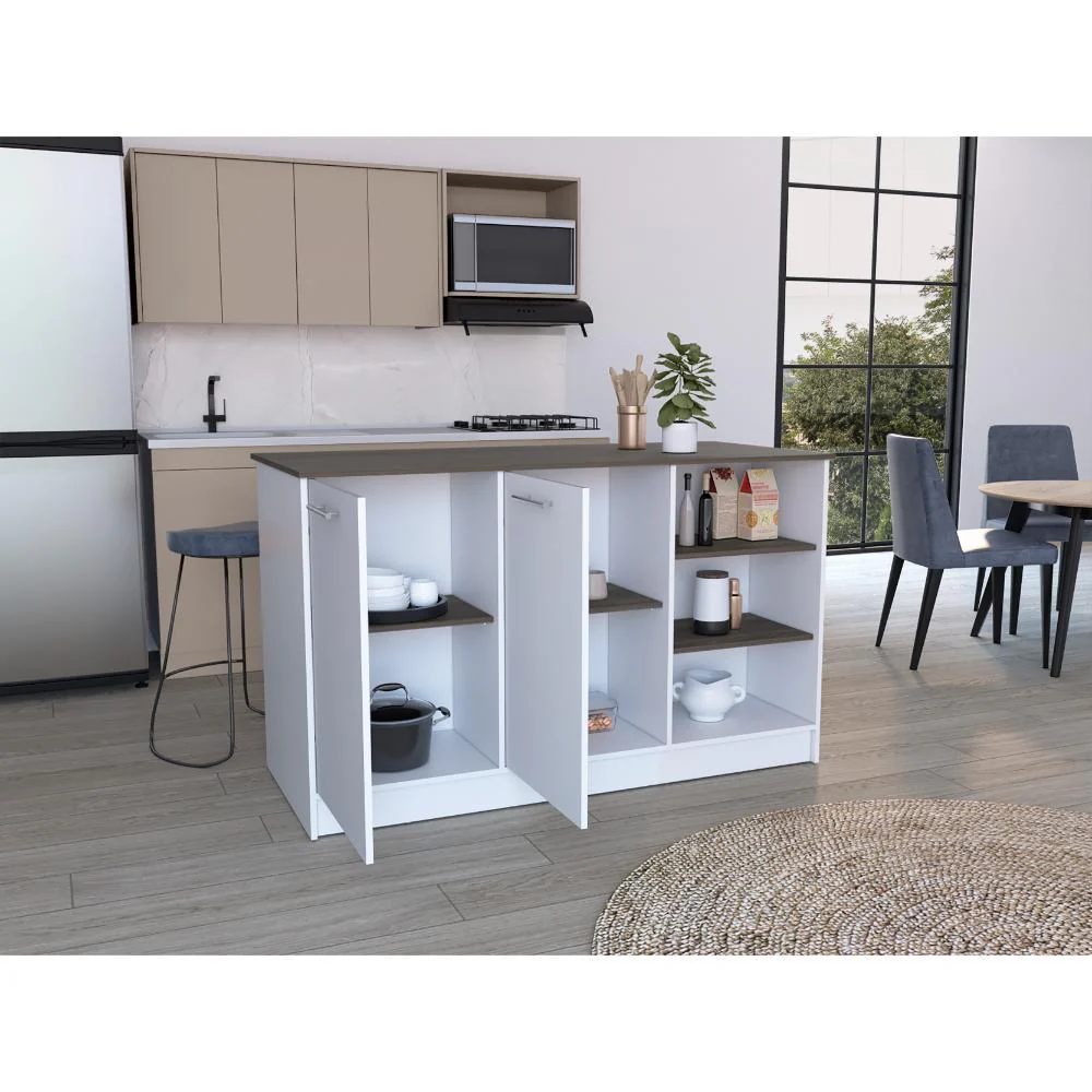 BARRA DE COCINA GINGER, BLANCO Y MILAN, CONTIENE TRES ENTREPAÑOS PARA GUARDAR OBJETOS DE COCINA - Image 5