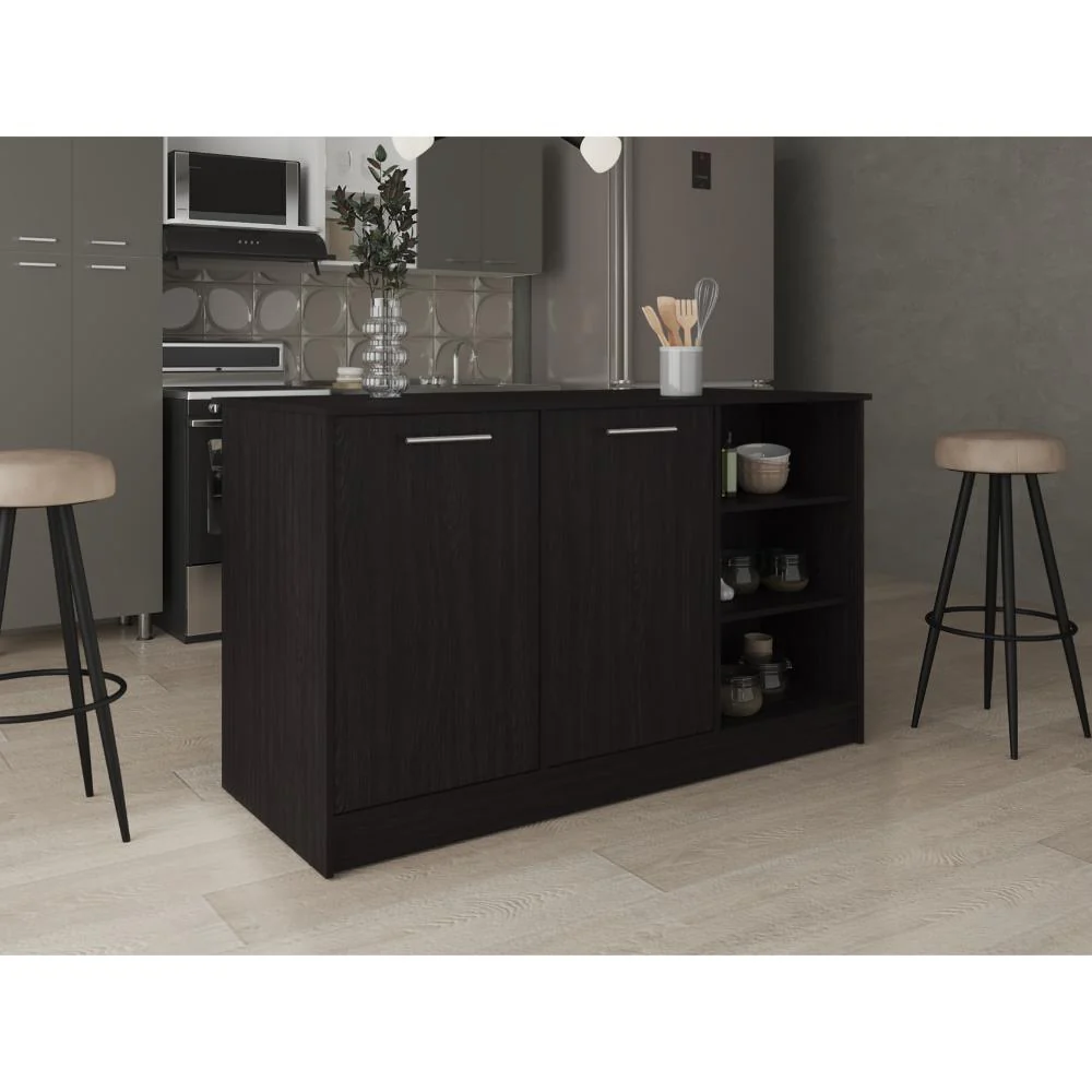 BARRA DE COCINA GINGER, WENGUE, CONTIENE TRES ENTREPAÑOS PARA GUARDAR OBJETOS DE COCINA ZF - Image 3