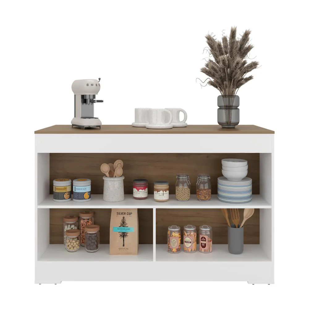 Barra de Cocina Kuho, Kronos Blanco y Kronos Fresno, Moderna con variedad de entrepaños para ubicar elementos de cocina ZF - Image 2