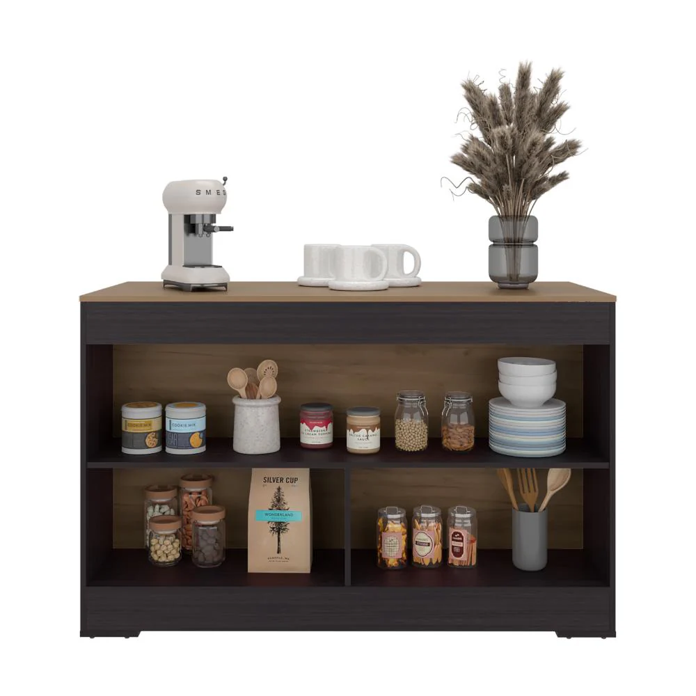 Barra de Cocina Kuho, Kronos Wengue y Krono Fresno, Moderna con variedad de entrepaños y espacios para ubicar objetos de cocina ZF - Image 2
