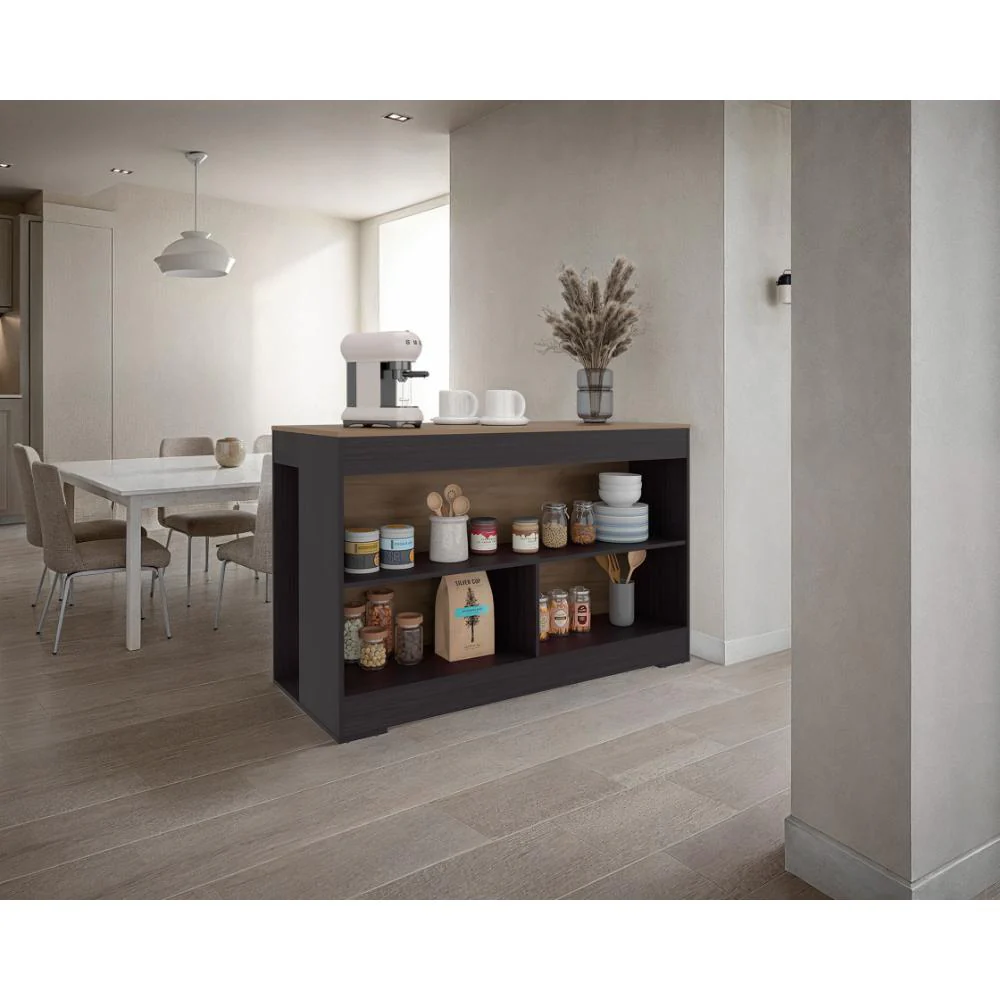 Barra de Cocina Kuho, Kronos Wengue y Krono Fresno, Moderna con variedad de entrepaños y espacios para ubicar objetos de cocina ZF - Image 3