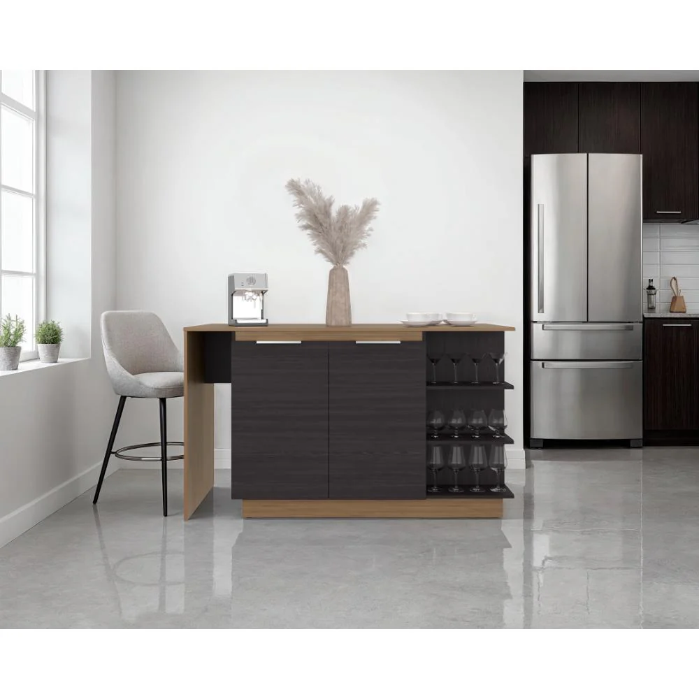 Barra de Cocina Laurel, Kronos Wengue y Kronos Fresno, Moderna con entrepaños y puertas ZF - Image 4