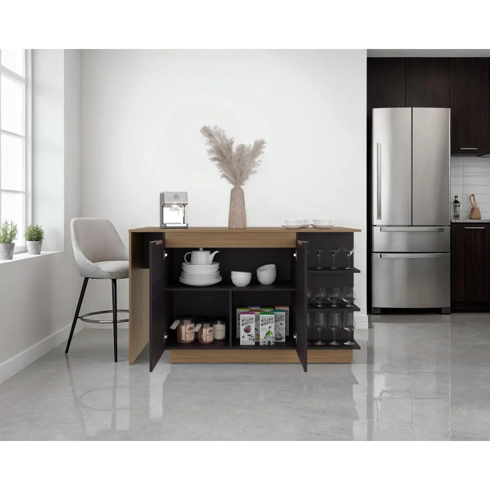 Barra de Cocina Laurel, Kronos Wengue y Kronos Fresno, Moderna con entrepaños y puertas ZF - Image 5