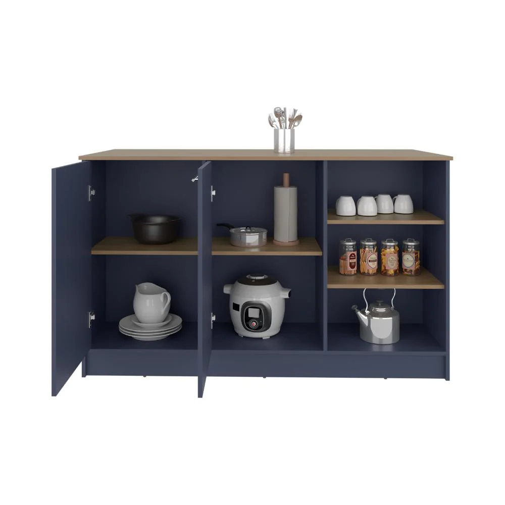 BARRA DE COCINA LUGANO, AZUL Y FRESNO KRONOS, CON DOS PUERTAS ABATIBLES - Image 3