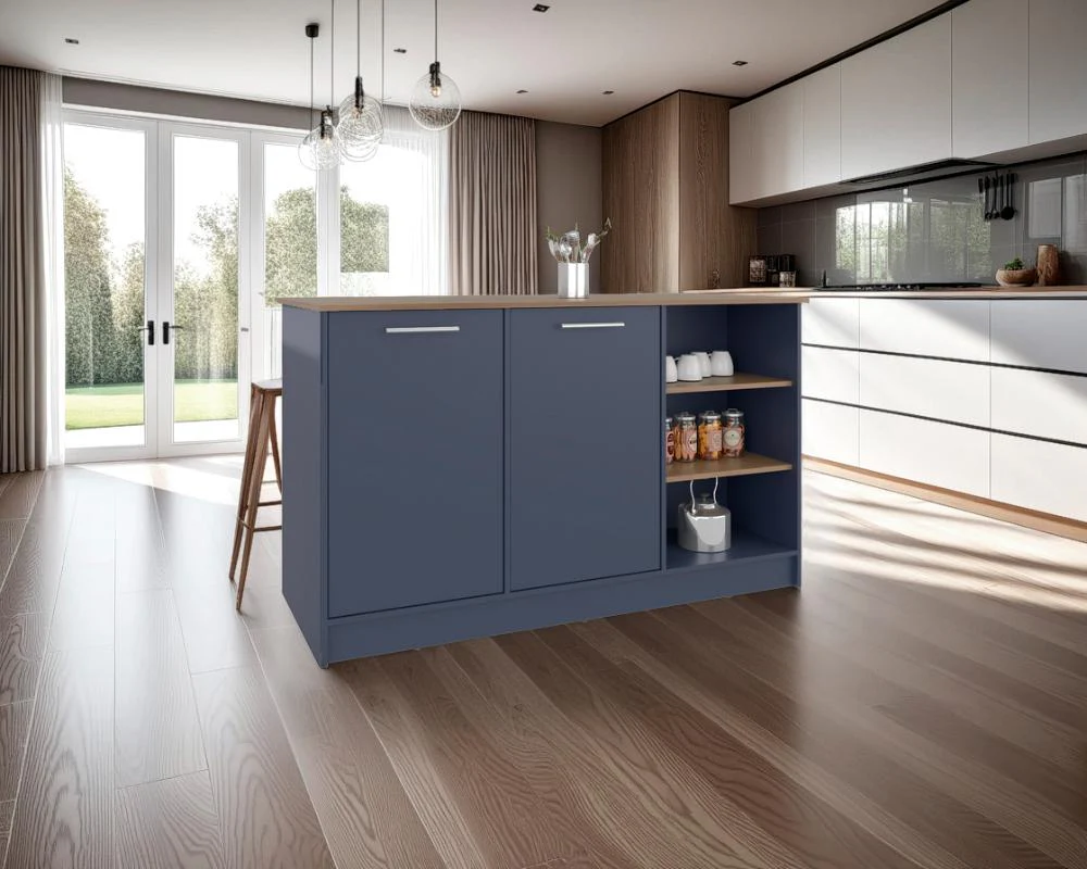 BARRA DE COCINA LUGANO, AZUL Y FRESNO KRONOS, CON DOS PUERTAS ABATIBLES - Image 4
