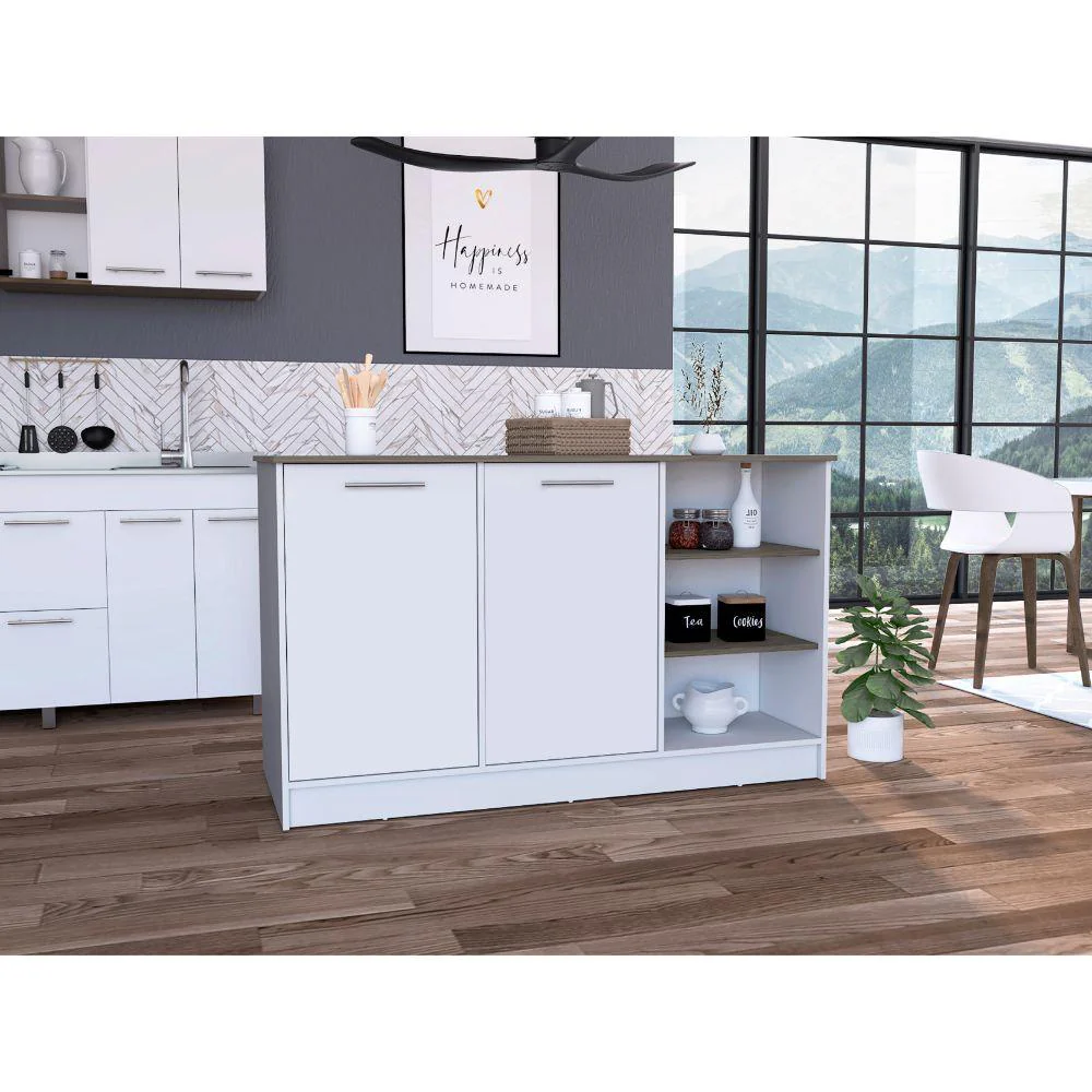 BARRA DE COCINA LUGANO, BLANCO NEVADO Y NOGAL, CON DOS PUERTAS ABATIBLES  ZF - Image 3