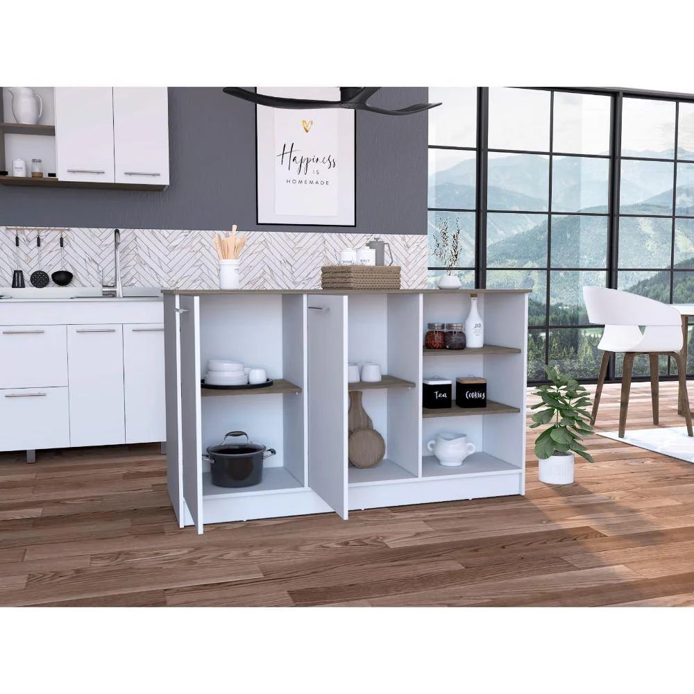 BARRA DE COCINA LUGANO, BLANCO NEVADO Y NOGAL, CON DOS PUERTAS ABATIBLES  ZF - Image 4