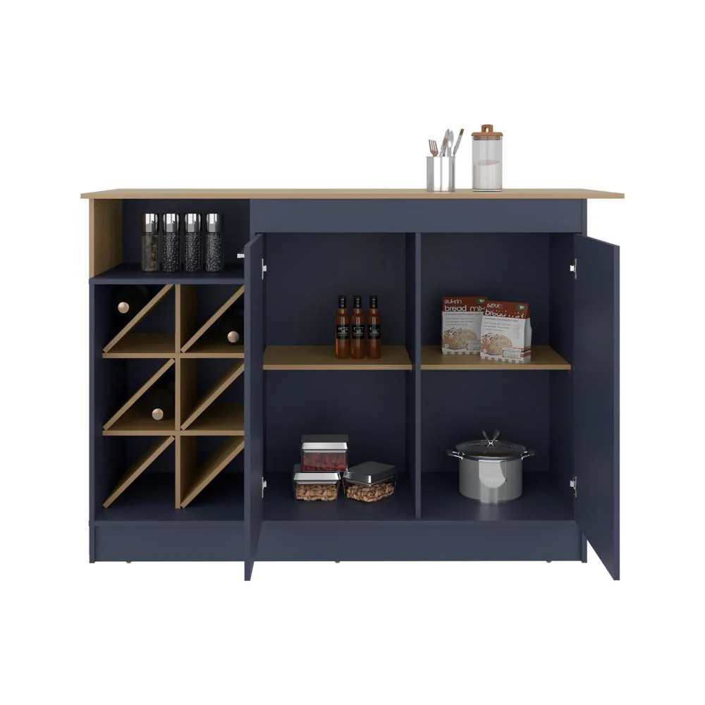 BARRA DE COCINA LUGANO, FRESNO EUROPEO Y KRONOS AZUL, CON ESPACIO ABIERTO PARA OBJETOS DECORATIVOS ZF - Image 2