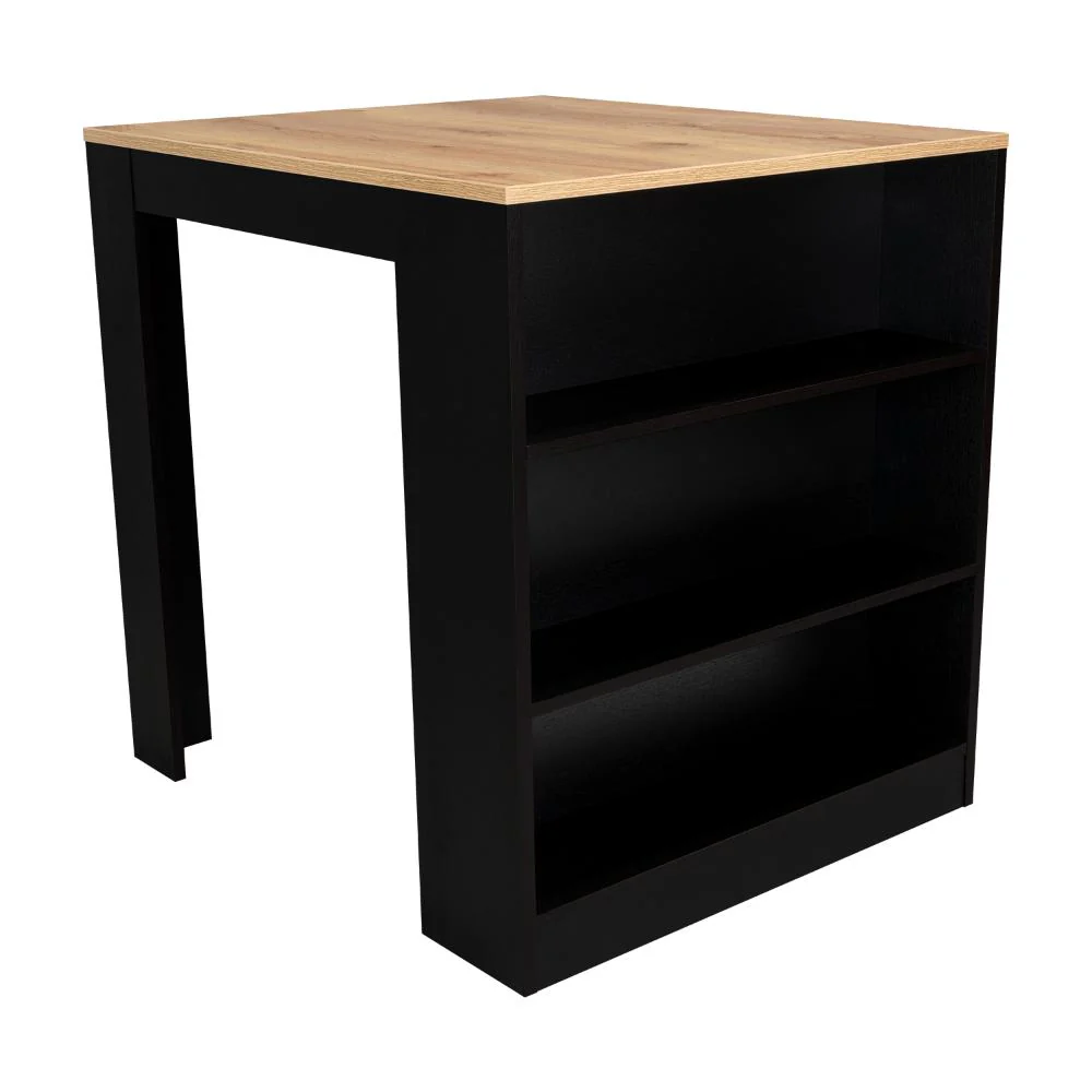 BARRA DE COCINA MAYER, WENGUE Y MIEL, CON AMPLIA SUPERFICIE Y TRES ENTREPAÑOS ZF - Image 9