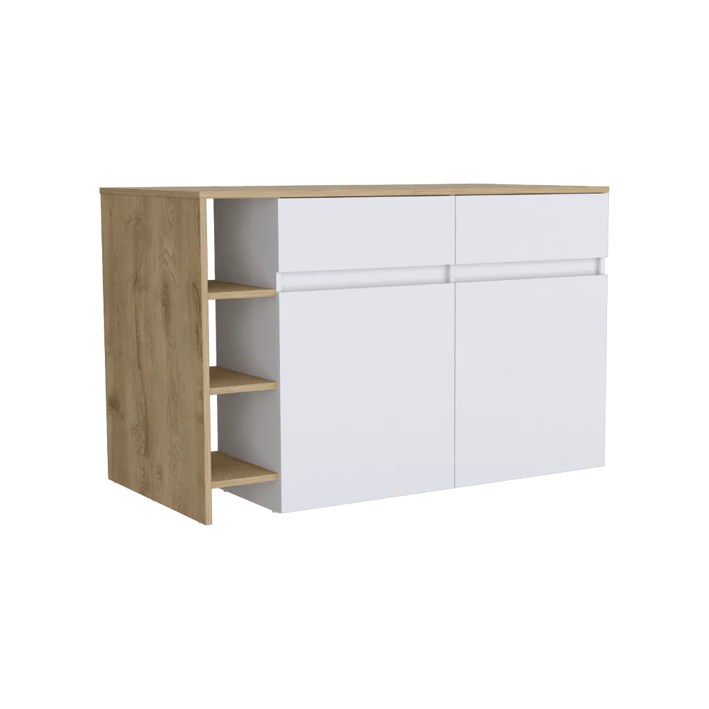 BARRA DE COCINA POLUX, BLANCO VAINILLA Y BEIGE , CON AMPLIA SUPERFICIE SUPERIOR Y ENTREPAÑOS - Image 6