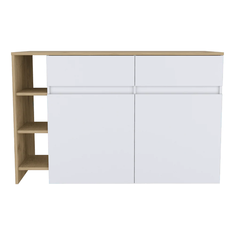 BARRA DE COCINA POLUX, BLANCO VAINILLA Y BEIGE , CON AMPLIA SUPERFICIE SUPERIOR Y ENTREPAÑOS - Image 7