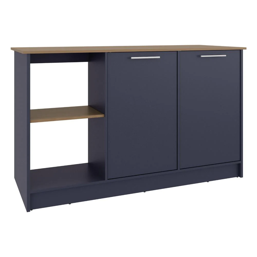 BARRA DE COCINA SAMARA, AZUL Y FRESNO KRONOS, CON DOS PUERTAS Y ENTREPAÑOS - Image 6