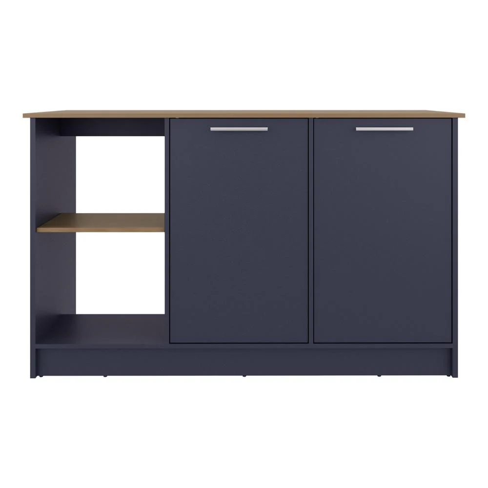 BARRA DE COCINA SAMARA, AZUL Y FRESNO KRONOS, CON DOS PUERTAS Y ENTREPAÑOS - Image 7