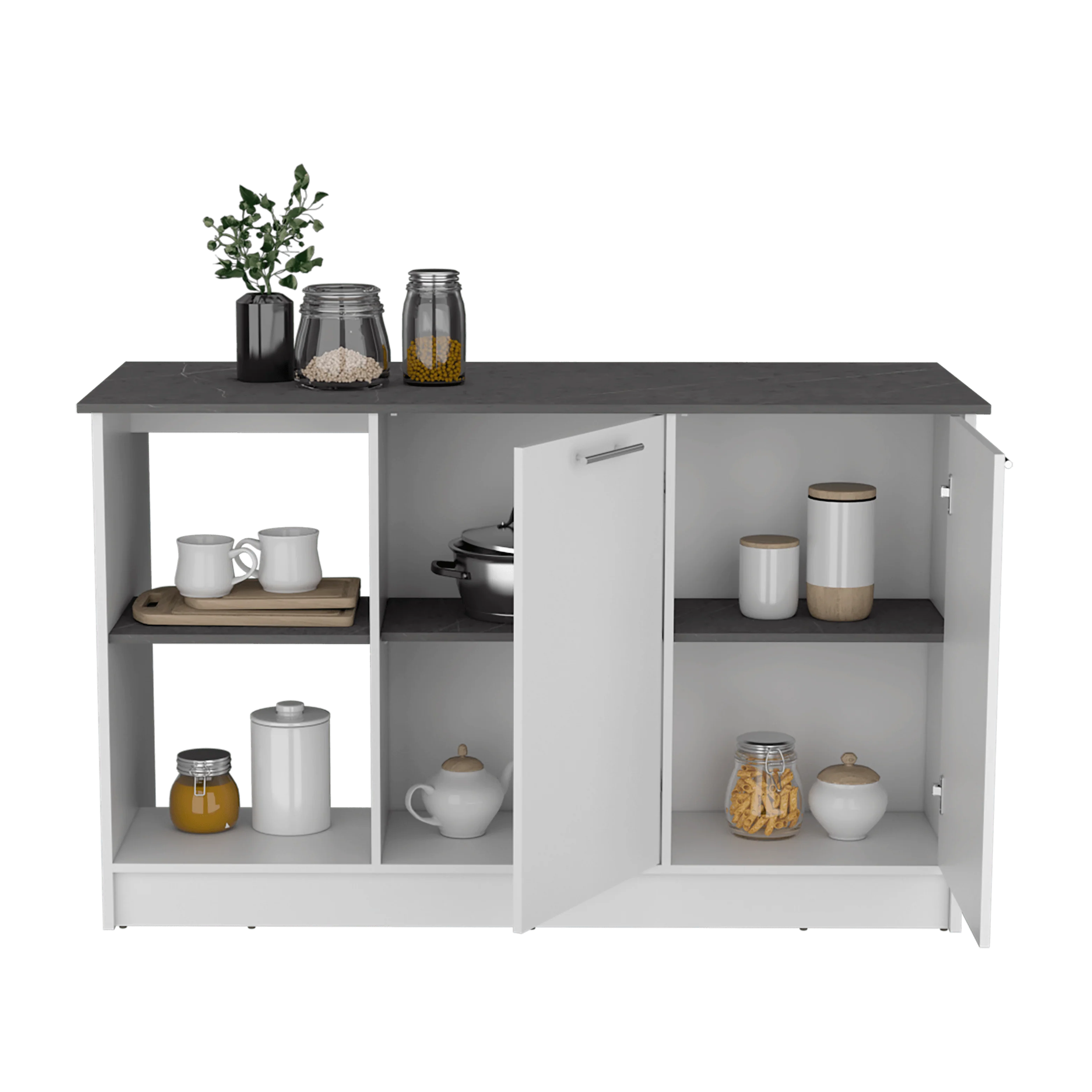 BARRA DE COCINA SAMARA, BLANCO Y PIEDRA, CON TRES ENTREPAÑOS ZF - Image 4