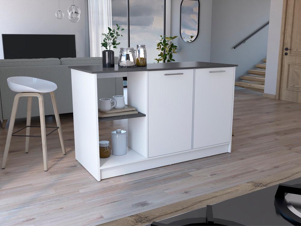 BARRA DE COCINA SAMARA, BLANCO Y PIEDRA, CON TRES ENTREPAÑOS ZF - Image 5
