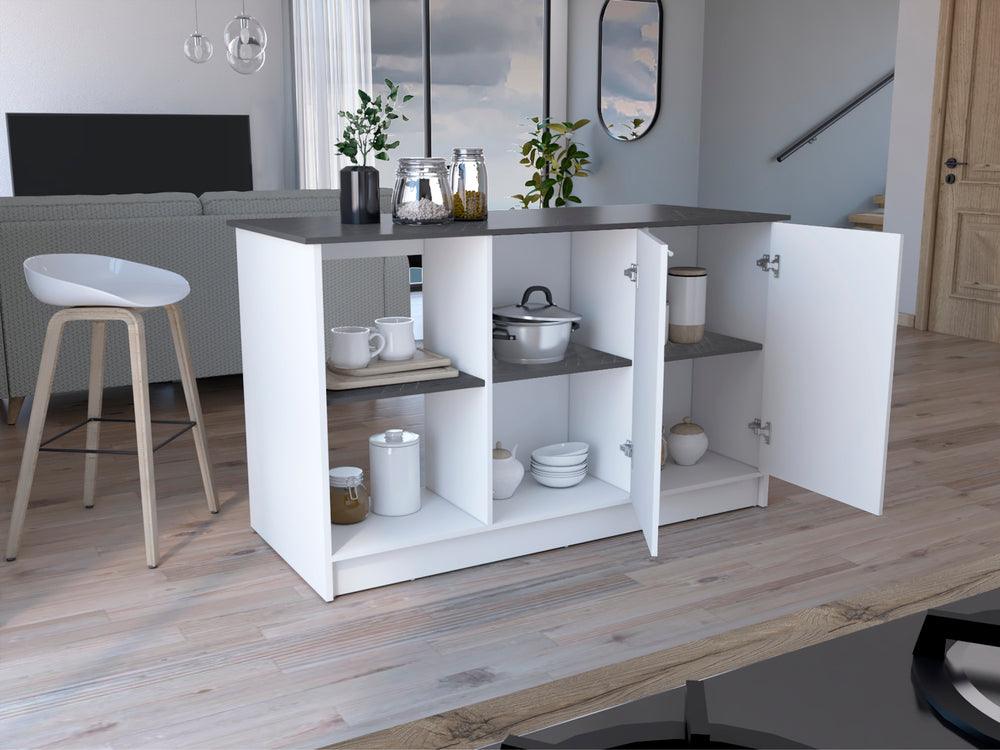BARRA DE COCINA SAMARA, BLANCO Y PIEDRA, CON TRES ENTREPAÑOS ZF - Image 7